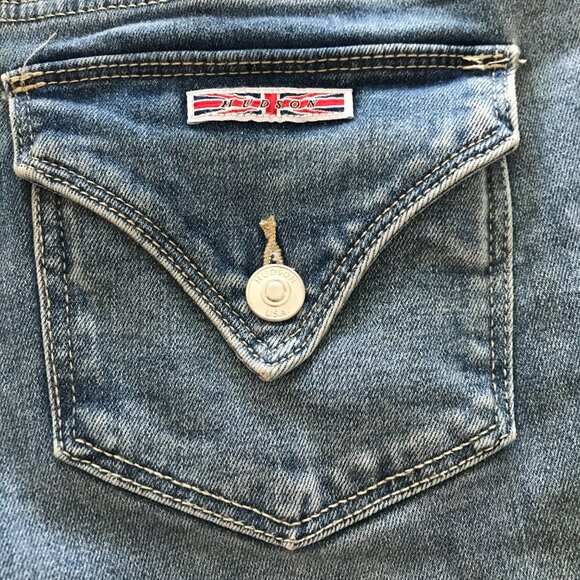 Hudson Icy Blue Jeans Women 10 Blue Mid Rise Flap Pocket Medium Wash Stretch - Picture 11 of 15